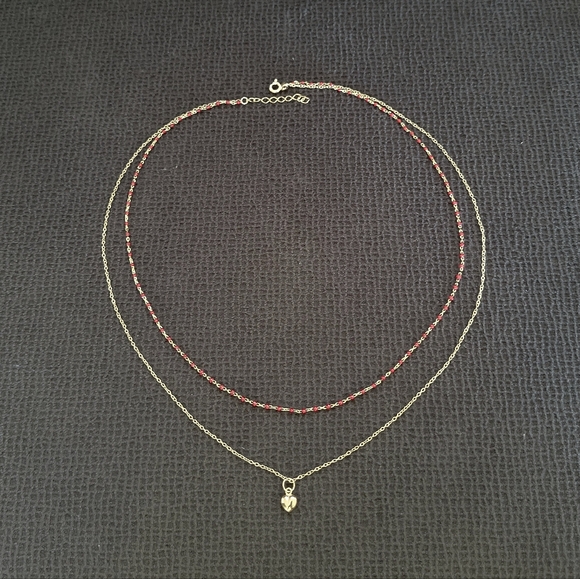 MESH Red❤️ "Splash"🌊 and Gold Heart💛 Double✌️ Necklace - Picture 13 of 16